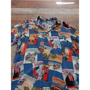 VTG Reyn Spooner Mens Shirt Large Sunset Pacific Monthly Mag Spun R XLarge 2118